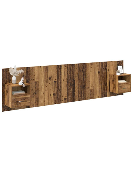 Testata con Comodino 3 pcs Legno vecchio Legno multistrato