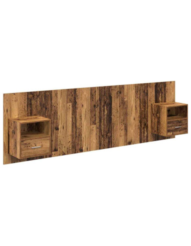 Testata con Comodino 3 pcs Legno vecchio Legno multistrato
