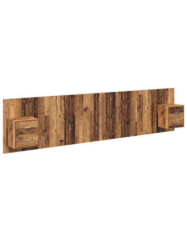 Testata con Comodino 3 pcs Legno vecchio Legno multistrato