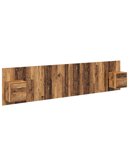 Testata con Comodino 3 pcs Legno vecchio Legno multistrato
