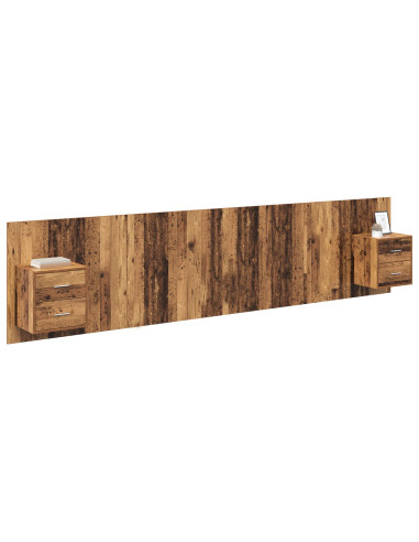 Testata con Comodino 3 pcs Legno vecchio Legno multistrato