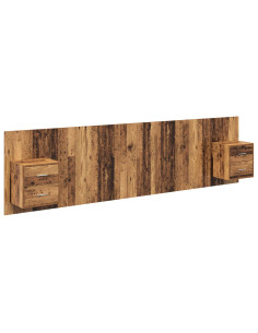 Testata con Comodino 3 pcs Legno vecchio Legno multistrato 2