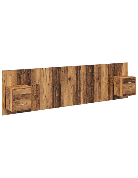 Testata con Comodino 3 pcs Legno vecchio Legno multistrato