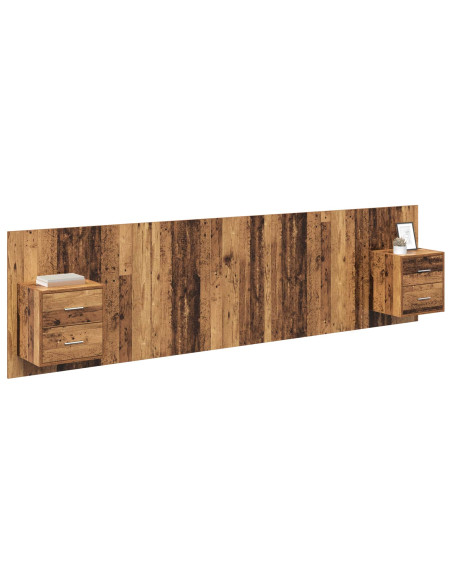 Testata con Comodino 3 pcs Legno vecchio Legno multistrato