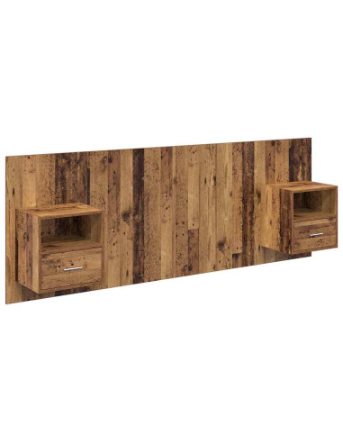 Testata con Comodino 3 pcs Legno vecchio Legno multistrato