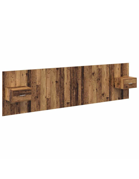 Testata con Comodino 3 pcs Legno vecchio Legno multistrato