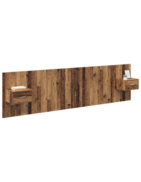 Testata con Comodino 3 pcs Legno vecchio Legno multistrato