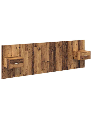 Testata con Comodino 3 pcs Legno vecchio Legno multistrato