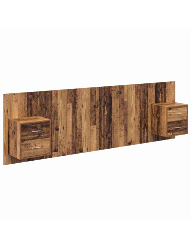 Testata con Comodino 3 pcs Legno vecchio Legno multistrato