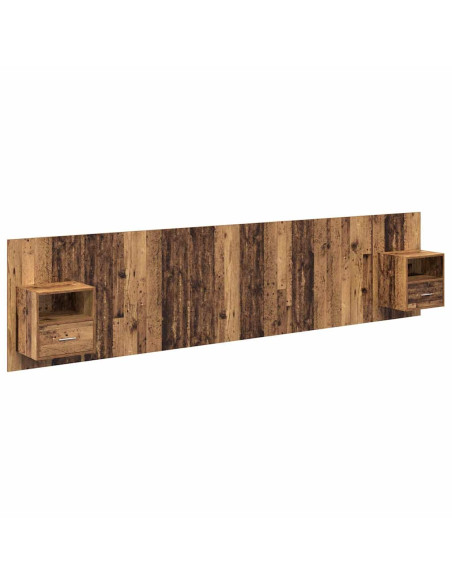 Testata con Comodino 3 pcs Legno vecchio Legno multistrato