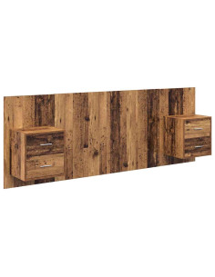Testata con Comodino 3 pcs Legno vecchio Legno multistrato 2
