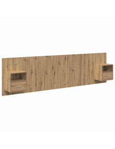 Testata con Comodino 3 pcs Rovere artigianale Legno multistrato 2