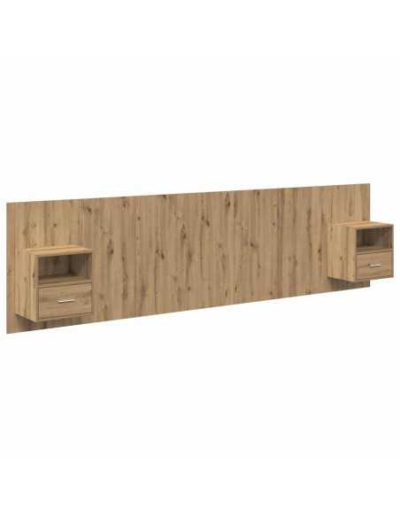 Testata con Comodino 3 pcs Rovere artigianale Legno multistrato