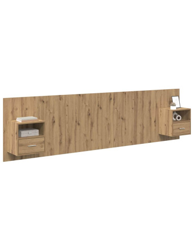 Testata con Comodino 3 pcs Rovere artigianale Legno multistrato