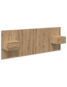 Testata con Comodino 3 pcs Rovere artigianale Legno multistrato 2