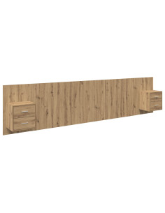 Testata con Comodino 3 pcs Rovere artigianale Legno multistrato 2