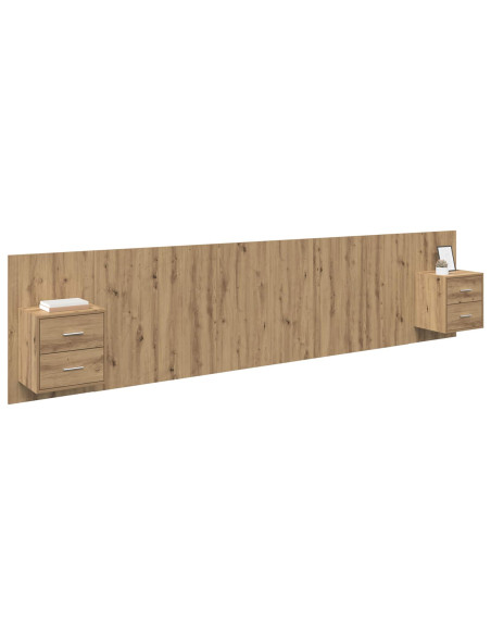 Testata con Comodino 3 pcs Rovere artigianale Legno multistrato