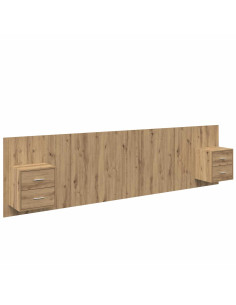 Testata con Comodino 3 pcs Rovere artigianale Legno multistrato 2
