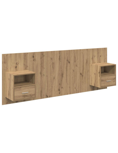 Testata con Comodino 3 pcs Rovere artigianale Legno multistrato