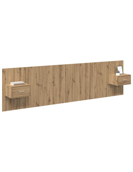 Testata con Comodino 3 pcs Rovere artigianale Legno multistrato