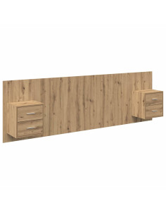 Testata con Comodino 3 pcs Rovere artigianale Legno multistrato 2