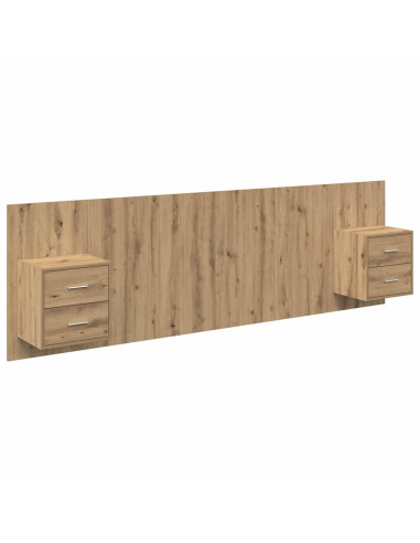 Testata con Comodino 3 pcs Rovere artigianale Legno multistrato