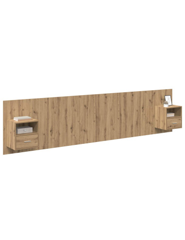 Testata con Comodino 3 pcs Rovere artigianale Legno multistrato