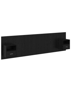 Testata con Comodino 3 pcs Rovere Nero Legno multistrato 2