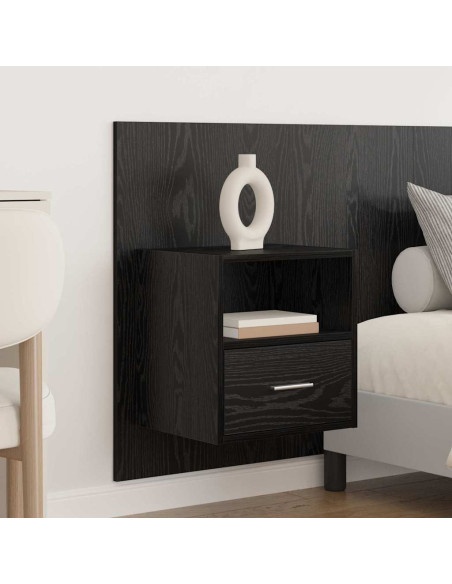 Testata con Comodino 3 pcs Rovere Nero Legno multistrato