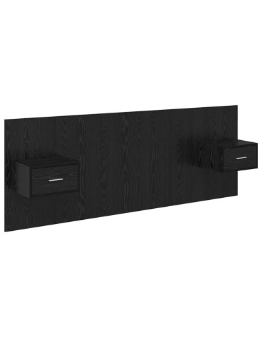 Testata con Comodino 3 pcs Rovere Nero Legno multistrato