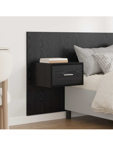 Testata con Comodino 3 pcs Rovere Nero Legno multistrato