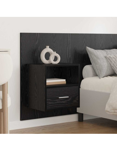 Testata con Comodino 3 pcs Rovere Nero Legno multistrato