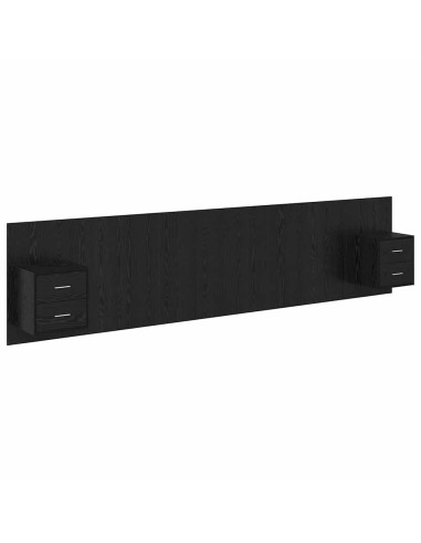 Testata con Comodino 3 pcs Rovere Nero Legno multistrato