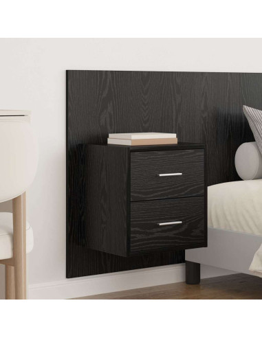 Testata con Comodino 3 pcs Rovere Nero Legno multistrato