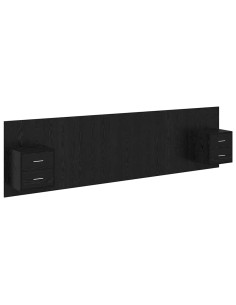 Testata con Comodino 3 pcs Rovere Nero Legno multistrato 2