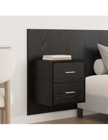Testata con Comodino 3 pcs Rovere Nero Legno multistrato