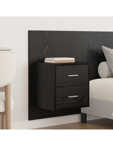 Testata con Comodino 3 pcs Rovere Nero Legno multistrato