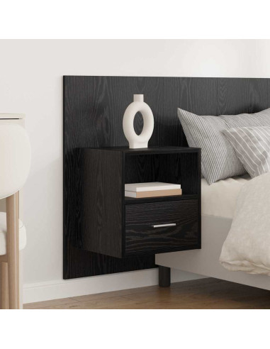 Testata con Comodino 3 pcs Rovere Nero Legno multistrato