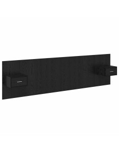 Testata con Comodino 3 pcs Rovere Nero Legno multistrato 2