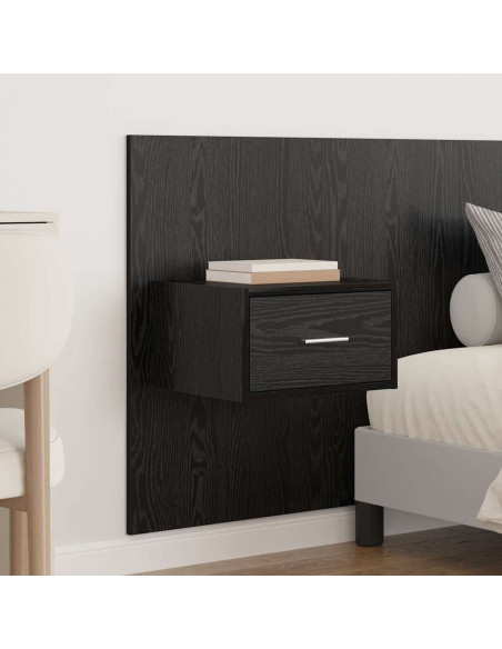 Testata con Comodino 3 pcs Rovere Nero Legno multistrato