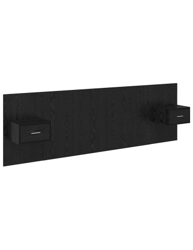 Testata con Comodino 3 pcs Rovere Nero Legno multistrato