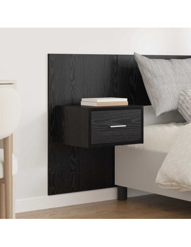 Testata con Comodino 3 pcs Rovere Nero Legno multistrato