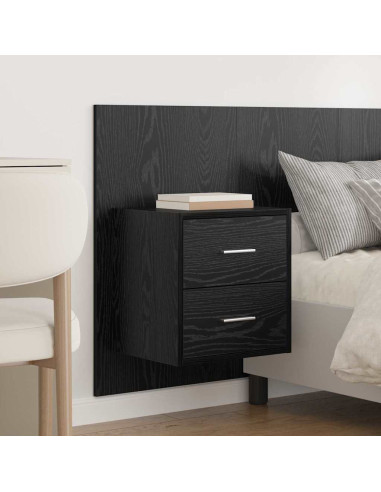 Testata con Comodino 3 pcs Rovere Nero Legno multistrato