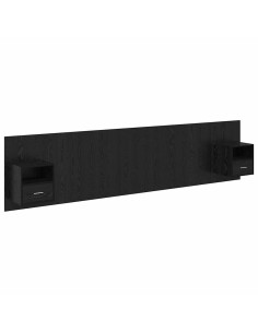 Testata con Comodino 3 pcs Rovere Nero Legno multistrato 2