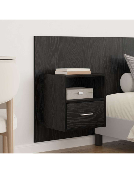 Testata con Comodino 3 pcs Rovere Nero Legno multistrato