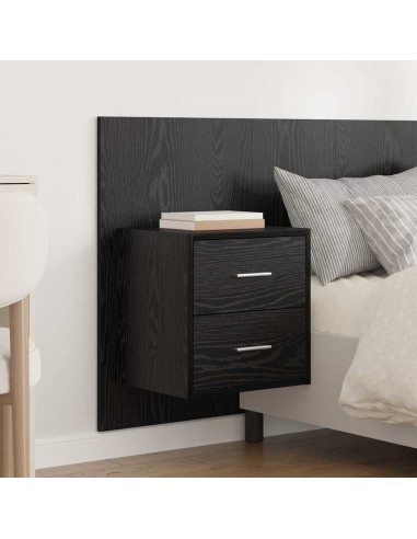 Testata con Comodino 3 pcs Rovere Nero Legno multistrato