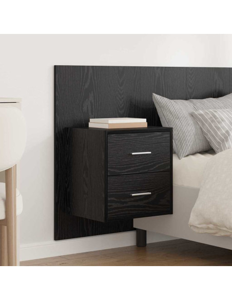 Testata con Comodino 3 pcs Rovere Nero Legno multistrato