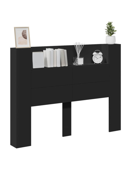 Testiera Nero 140 x 16,5 x 103,5 cm Legno multistrato
