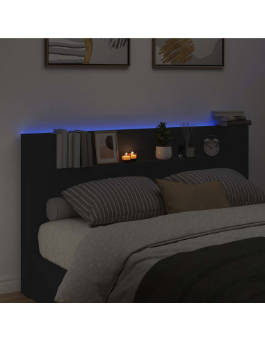 Testiera Nero 180 x 16,5 x 103,5 cm Legno multistrato