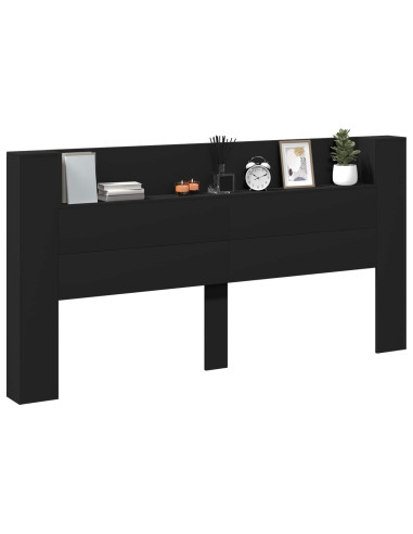 Testiera Nero 200 x 16,5 x 103,5 cm Legno multistrato